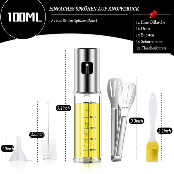 Tindisonka Oil Sprayer for Cooking, Frying, Sauteing, Baking, Barbecues, Salads