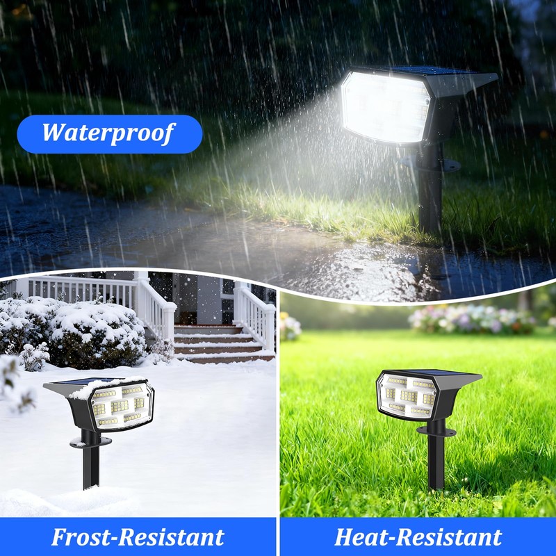 Sucolite 8-Pack Solar Spot Lights Outdoor Waterproof IP65, 3 Lighting