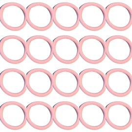 Hair Bands Bobbles Elastics Thick Endless Design Snag Free Bright Colours - 20 Pack (Light Pink)