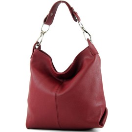 modamoda de - T168 - ital shoulder bag made of leather (Dark red)