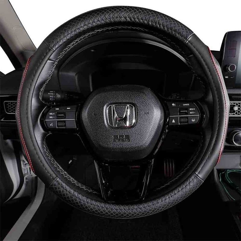 EKR Universal 15 inch Leather Steering Wheel Cover - Genuine