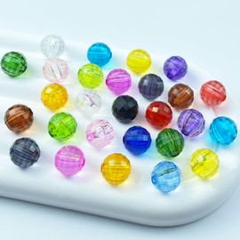 Tingoons 1000 PCS 6mm Acrylic Round Faceted Beads Crystal Spacer Beads Multiple Faceted Loose Beads for DIY Jewelry Making Bracelet Necklace Earring Wind Chimes Wine Charms Sun Catchers(Multicolor)