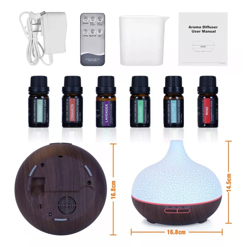 Muyunso Difusor Aromaterapia, 500 Ml Difusor Para Aceites Blanco