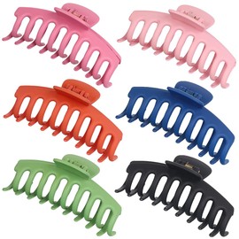 FXBLING 6 PCS Big Hair Claw Clips,Trendcy Colors,Matte Non-slip Material,Strong Hold Hair For Women And Girls,Suitable For Thin Or Thick Hair,Fashion Hair Accessories,4.3 inch