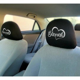 Yupbizauto New Pair Blessed Heart Design Car SUV  Black Seat Headrest Cover For Nissan