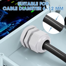 20 Pack M20 20mm Cable Glands White,IP68 Waterproof Cable Gland Kit Suitable for 6-12mm Cables Nylon Compression Glands Connectors for Electrical Junction Boxes Outdoor Enclosures Switches Panels