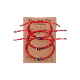Caiyao 2-3Pcs Matching Evil Eye different Size Adjustable Braided Lucky Red String Bracelets for Family Set Mommy and Me set Kabbalah Protection Lucky Bracelet