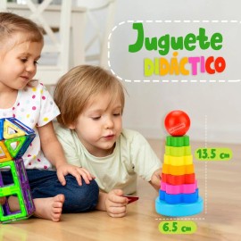 J.H. Company Torre Arcoiris Madera Juguete Didactico Montessori M-096