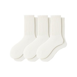 3 Pairs Striped Crew Socks Retro Tube Socks Vintage Slouch Socks for Women (Cotton, Sock set 4)