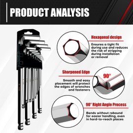 C&T 13-Piece Jumbo Hex Key Allen Wrench Set, Metric 2-19mm, Precision Hex Key Set, Professional Grade Tools, Silver