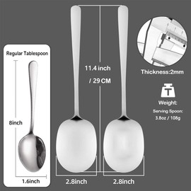 Tashce Large Serving Spoons Stainless Steel 29 cm Serving Spoon Salad Spoon Set of 2