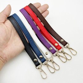 JMZLLRX JMZLLRX 2 St1ck Handgelenkschlaufe aus Leder, 20cm Lang Leder Handschlaufe Ersatz f1r Clutch Geldb?rse Schl1ssel, Schl1sselanh?nger Tasche DIY (Gold Schwarz)