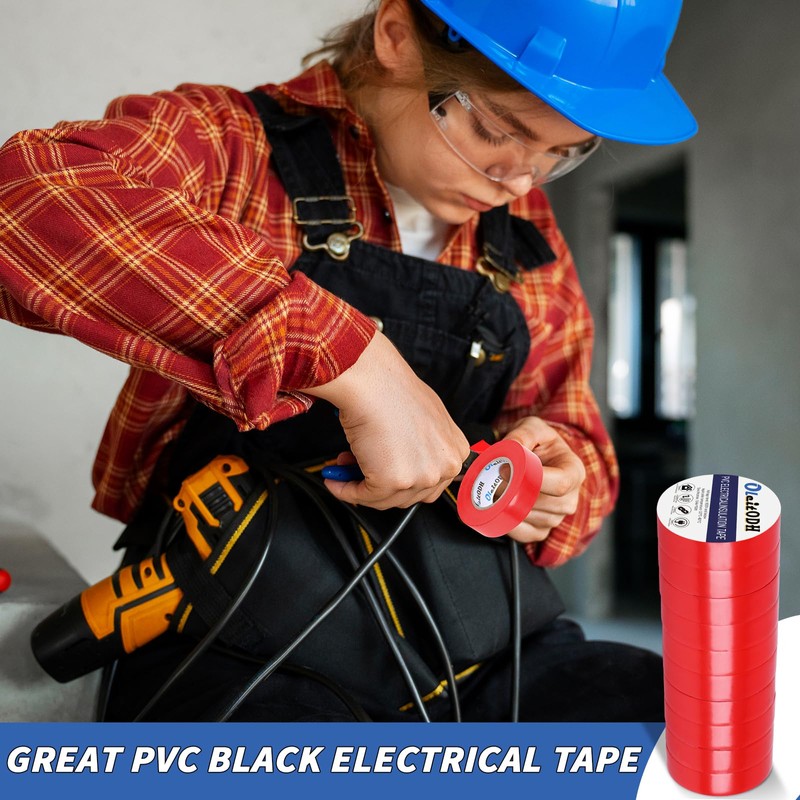 Oleitodh 100 Rolls Red Electrical Tape Bulk 3/4 Inch x