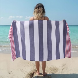 JEMIDI Sauna Towel Women's 100 x 180 cm Hammam Towel - Lightweight and Quick Drying - Sauna Towel Men - Beach Towel XXL - 100% Cotton - Large Bath Towel - Hammam Towel Sauna Towel Blue Red