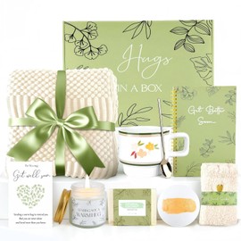 Get Well Soon Gifts Set for Women Sympathy Gift Baskets for Loss of Loved One,Feel Better Inspirational Thinking of You Gift for Wife/Sister/Friend/Mom (Beige)