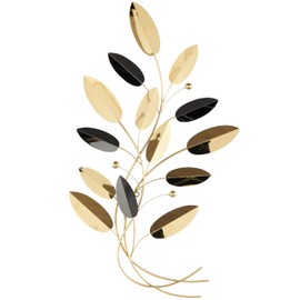 Deco 79 Stainless Steel Metal Leaf Home Wall Decor Layered Wall Sculpture with Black Accents, Wall Art 22" x 2" x 40", Gold