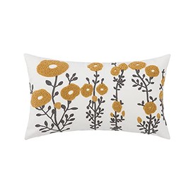 vctops Boho Floral Tufted Decorative Throw Pillow Cover Botanical Embroidered Cotton Cushion Cover for Couch Sofa Bed (Flower C,12"x20")