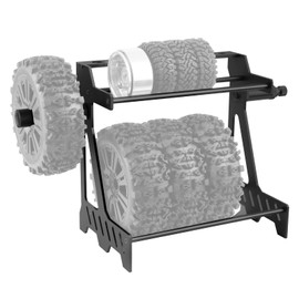 DashRC 2-in-1 RC Tire Wheel Storage and Balancer Stand Bracket, Wheel Tire Balancer Dynamic Support Base Tool with Multi-layer Storage Function, RC Tool Organizer for 1/7 1/8 1/10 RC Crawlers (Black)