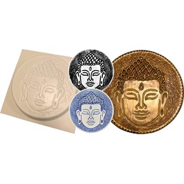 dennycraftmoulds Buddha Head Face Garden Concrete or Plaster Plaque Mould Stepping Stone Mold