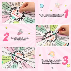 HyDren Candy Challenge Game Spinner for Sleepover Party Spa Slumber Party Supplies Girls Pajama Spa Birthday Meeting Favors for Girls Kids