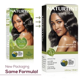 Naturtint 2N Brown Black Permanent Hair Color (Pack of 6), Ammonia Free, Vegan, Cruelty Free, up to 100% Gray Coverage, Long Lasting Results (Packaging may vary)