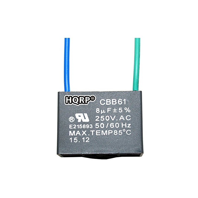 HQRP Ceiling Fan Capacitor CBB61 8uf 2-Wire plus HQRP Coaster