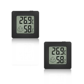 BOMATA Digital Thermometer Hygrometer Comfort Display Standing, Hanging, Stickable Black x2 KD31