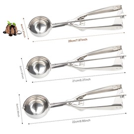 Ice Cream Scoops Jagowa Stainless Steel Ice Cream Scoops with Easy Trigger Cookie Scoop for Ice Cream Meatballs Mellon Balls(4cm, 5cm, 6cm)