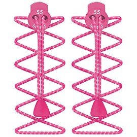 55 Sport Elastic Lock Shoelaces For Running & Triathlon (Reflective Hot Pink)