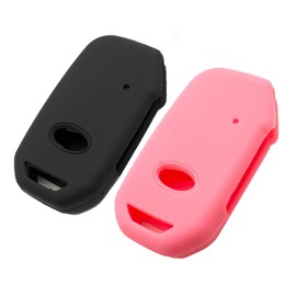 EYANBIS Silicone Key Fob Cover Fit for Kia Sportage Sorento Telluride Forte K5 NIRO Seltos Soul Smart Key | Car Accessories | Remote Key Protection Case - Black & Pink (NOT FIT Flip Key)