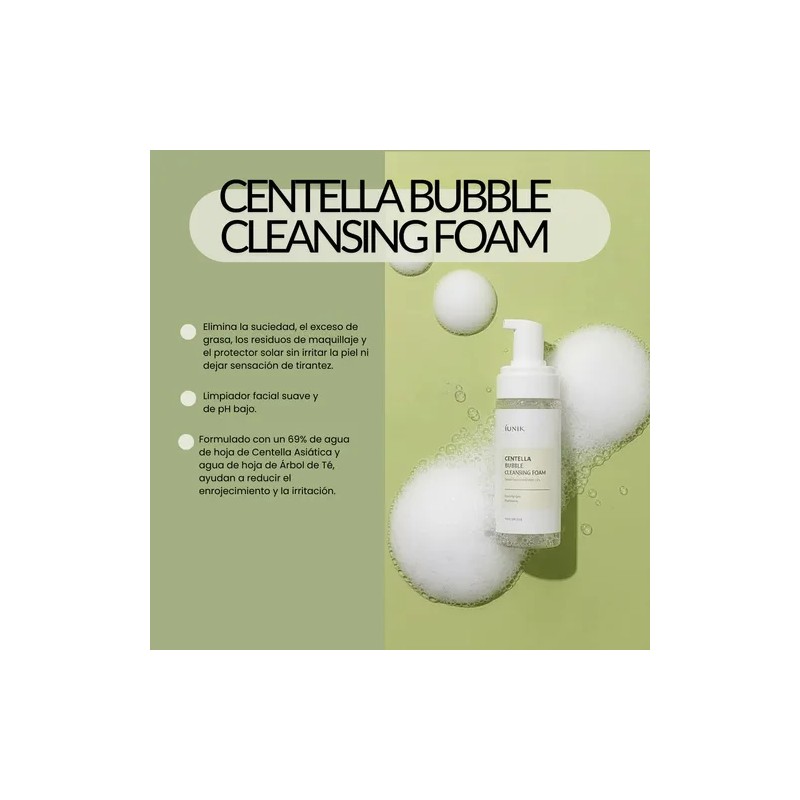 iUNIK Centella Bubble Cleansing Foam 150ml Limpiador Facial Coreano Espuma