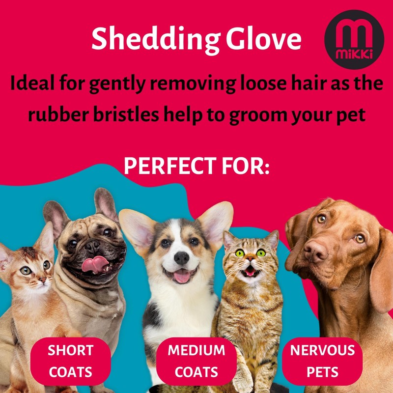 Mikki Dog, Cat Rubber Grooming Glove - Short Hair Remover