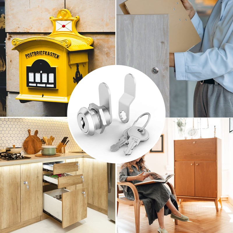 Jayseon 6 Pack Cabinet Locks, Mailbox Lock and Key Secure