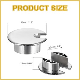 sourcing map Desk Grommet 1.4 Inch, Zinc Alloy Round Desk Hole Cover Wire Cable Cord Organizer for Home Office Computer Table Cables, 35mm, Silver