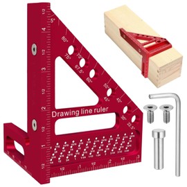 CHmiss 3D Multi-Angle Measuring Ruler, 22.5-90 Degree Aluminium Alloy 3D Mitre Angle, Square Protractor for Woodworking, High Precision Layout Measuring Tool for Engineers Carpenters