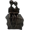Haute Collage Couple Sitting On a Rock Romantic Sculpture (Bronze,
