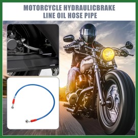 Motoforti 70cm 27.56" Length 10mm ID Motorcycle Hydraulic Brake Line Oil Hose Pipe 28° 0° Stainless Steel Braided Cable for ATV Motocross Sport Bikes Blue Long-lasting