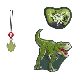 Step by Step Magic MAGS Glow, Glow in the Dark Effect & Interchangeable Motifs, 3 Pieces, 2 Magnetic Appliques and 1 Pendant, Supplement for School Bag or Backpack, Dino Night - Green, Magnets