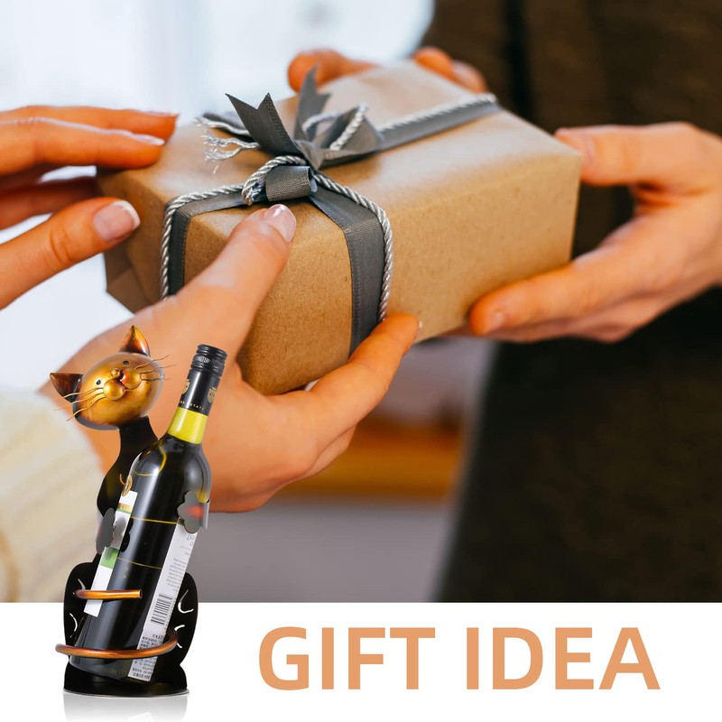 Tooarts Cat Shaped Wine Holder Wine Rack shelf Metal Sculpture