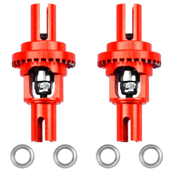 2Pcs Vgoohobby Metal Ball Differential W/Bearing Upgrade Part Compatible with WLtoys 1/28 K969 K979 K989 K999 P929 P939 Mini-Q Mini-Z AWD IW04 RC Car (Red)