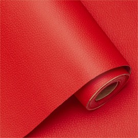 Removable Leather Repair Kits for Furniture Leather Patch Repair Self-Adhesive Leather Repair Tape for Couch Chairs Car Seat 13.4" x 78" (Red)