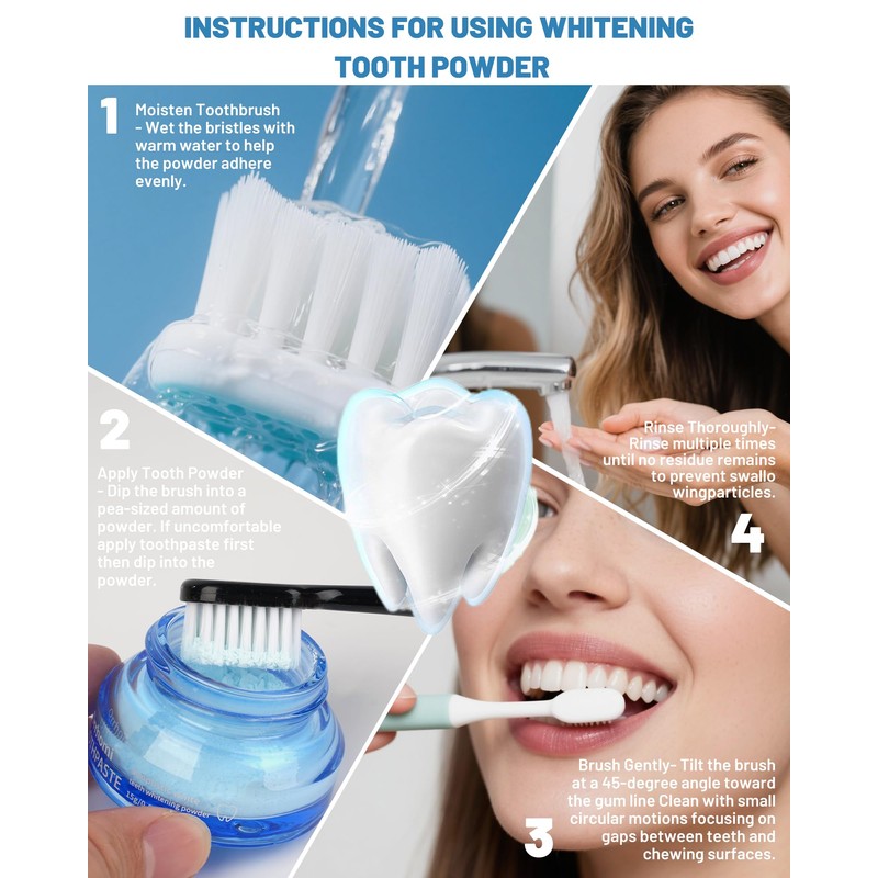 Teeth Whitening Powder, Toothpaste Whitening Powder Stain Removal Without Sensitivity,