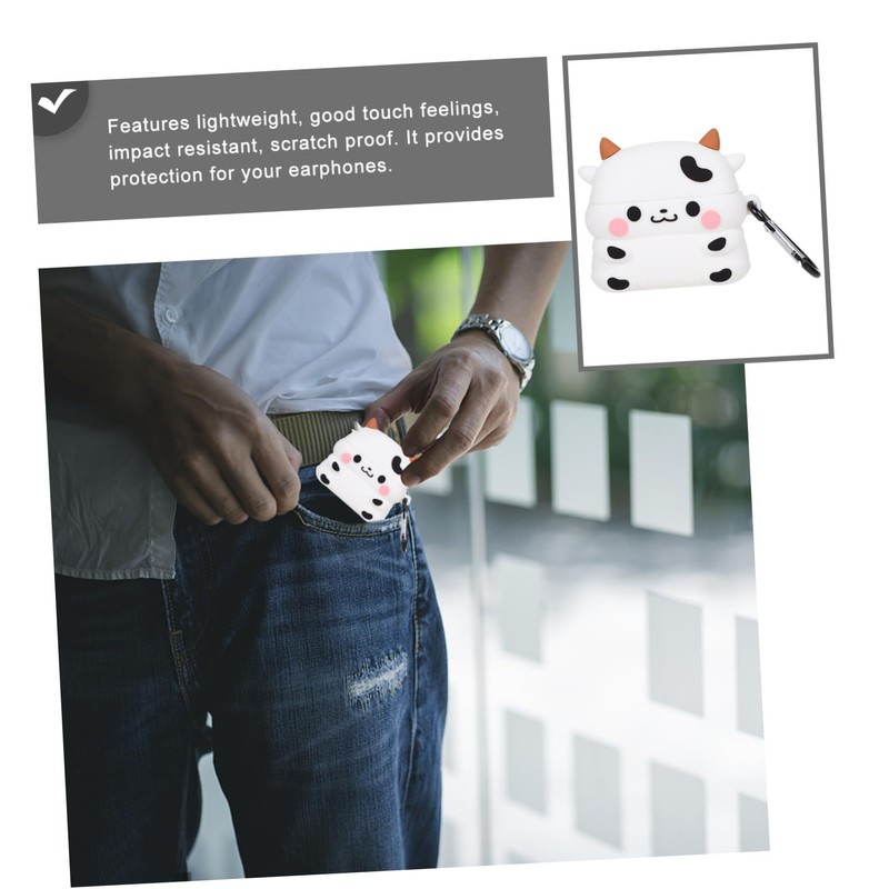 LABRIMP 1pc Cute Cartoon Cow Earphone Storage Case for Lightweight