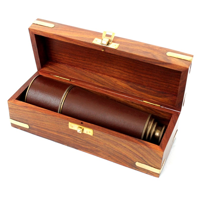 Antique Telescope Antique Brass and Leather Extendable to 50 cm