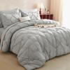 CozyLux Queen Comforter Set Light Grey, 7 Pieces Pintuck Bed