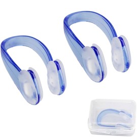 [VmanKu] Nose Plug, Nose Clip, Swimming, Set of 2, Nose Clip, For Adults and Children, Unisex, Lightweight, Storage Case Included (Blue)