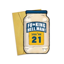 Detuca 21st Birthday Card Gifts for Him Her, 21st Birthday Decorations Men, Gifts for 21 Year Old Male Boys,Mayonnaise, Food Pun, Vegan Birthday