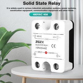 Ailao Solid State Relay 12V SSR Relay Single Phase 40A DC Control AC Solid State Relay Input 3-32V DC Output 480V AC, Compact Size Silent Long Service Life