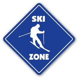 [signjoker] zona de esquí Sign Xing regalo novedad Agua Nieve Esquiador Esquí Esquís Deporte amante pared placa Decoración