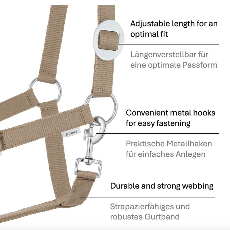 Halter Lead Rope Set with Snap Hook Adjustable Horse Halter